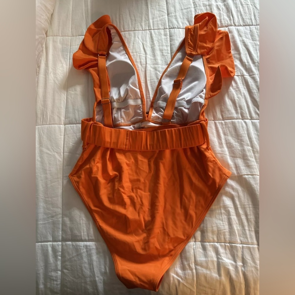 Orange Ruffled One-Piece Swimsuit - Picture 3 of 3